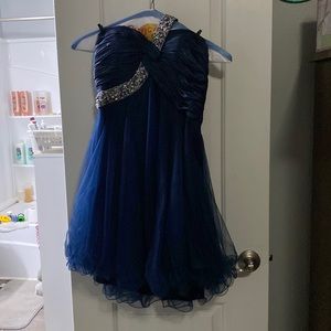 Navy blue prom dress worn once with sequin strap
